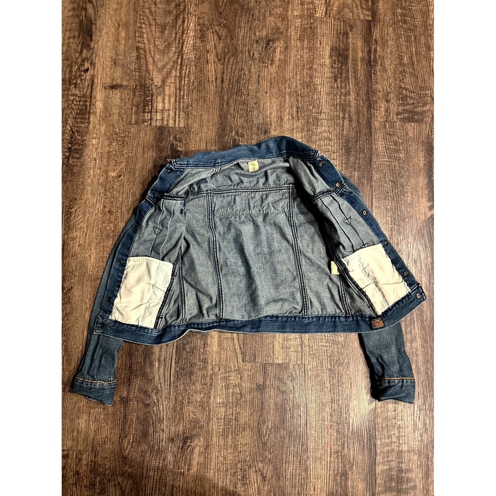 Volcom Union Jacket Womens 8 Blue Denim Stretch Snap Front Outdoor Classic - Picture 6 of 14